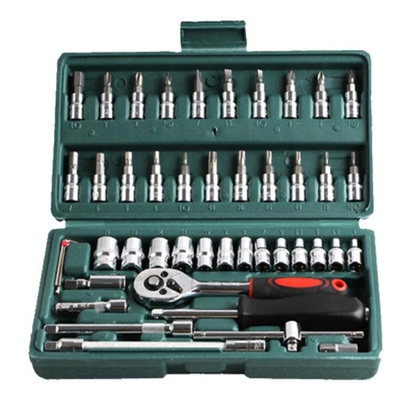 46pcs Wrench Socket Set Hardware Spanner Screwdriver Ratchet Wrench Carousel 1
