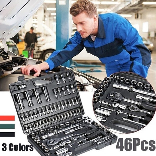 46pcs Wrench Socket Set Hardware Spanner Screwdriver Ratchet Wrench Carousel 2