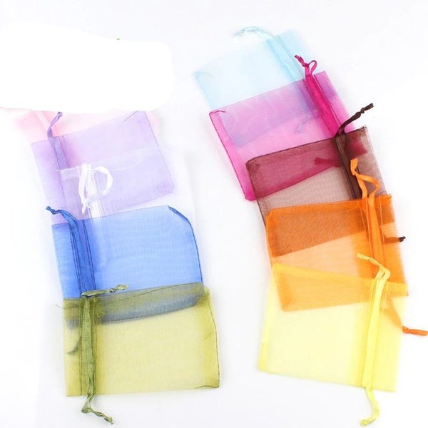 50pcs Drawstring Organza Bags Jewelry Packaging Bags Candy Wedding Carousel 2