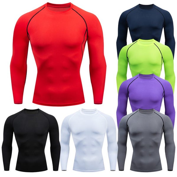 Men Compression Running T Shirt Fitness Tight Long Sleeve Sport Carousel 2