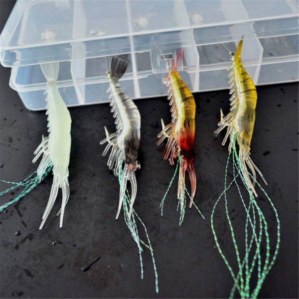 7pcs 8cm 5g Luminous Fake Shrimp Soft Silicone Artificial Bait Carousel 6