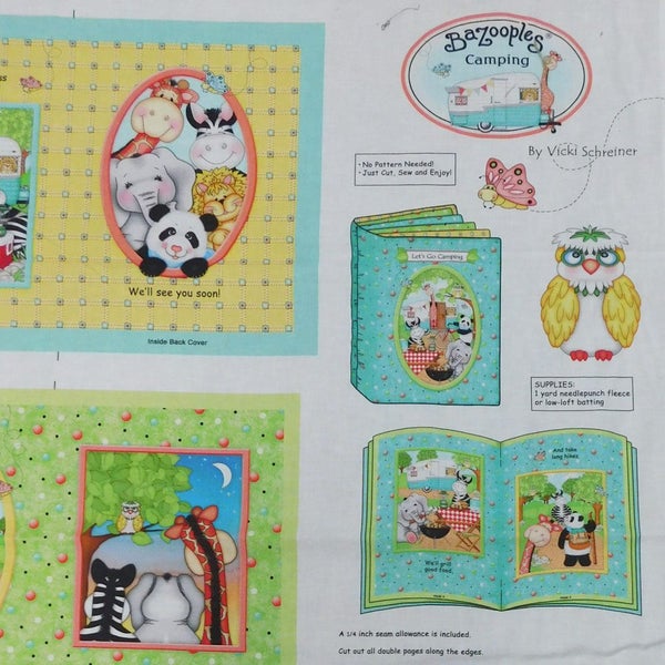 Patchwork Quilting Fabric Bazoople Campout Book Panel 92x110cm Carousel 2
