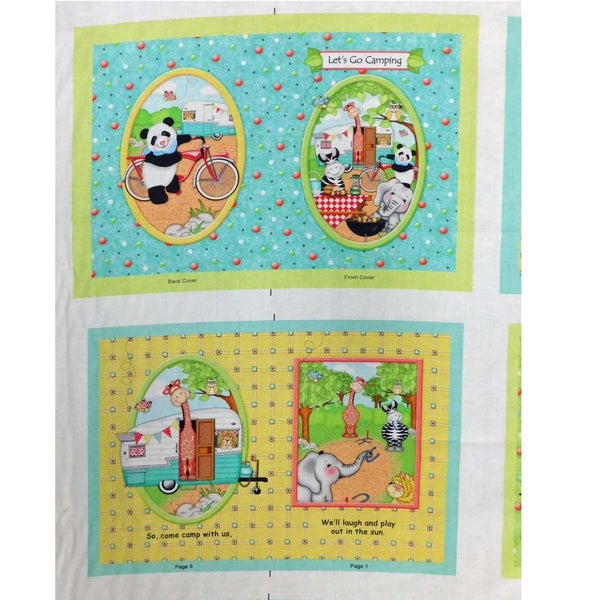 Patchwork Quilting Fabric Bazoople Campout Book Panel 92x110cm Carousel 10