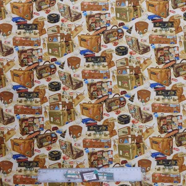 Quilting Patchwork Sewing Fabric Vintage Luggage 50x55cm FQ Carousel 2