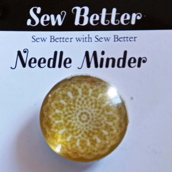 Sew Better Cross Stitch Needle Minder Keeper Gold Mandala Magnet Carousel 1