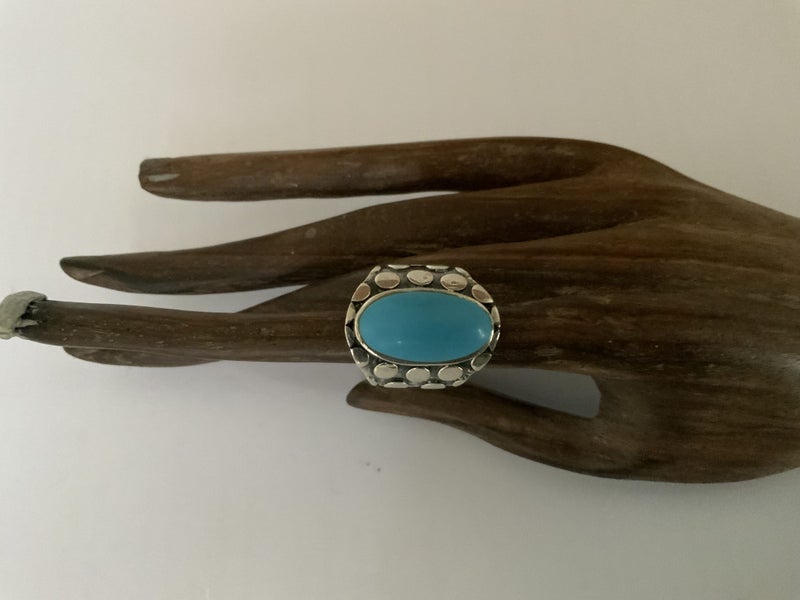 STERLING SILVER RING = “925” = HANDCRAFTED DECORATIVE WITH GEM STONE Carousel 2