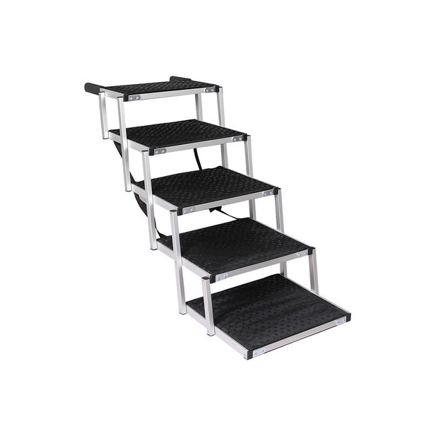 Pawz 5 Steps Dog Ramp Adjustable Height Stair Car Dog Folding Portable Aluminium Carousel 1