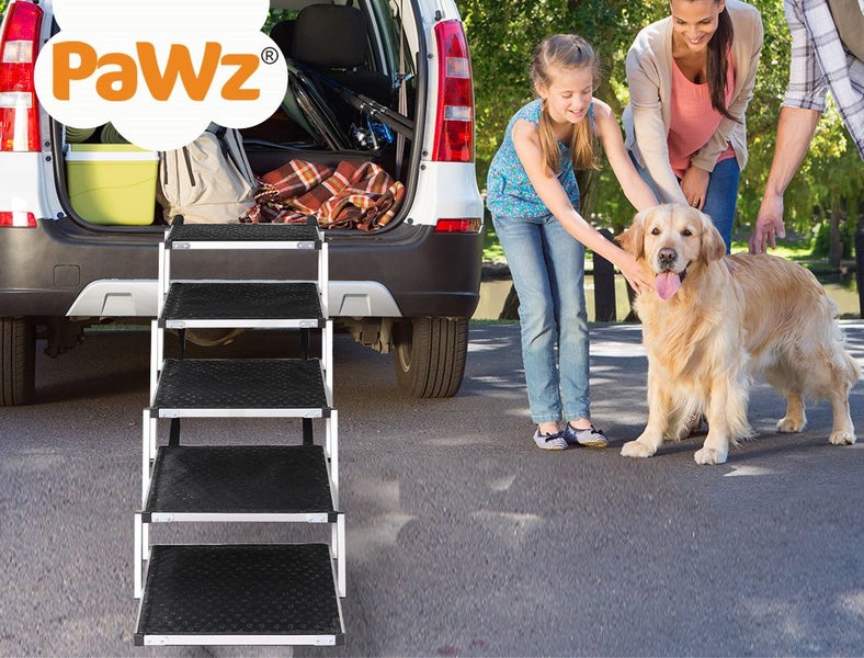 Pawz 5 Steps Dog Ramp Adjustable Height Stair Car Dog Folding Portable Aluminium Carousel 9
