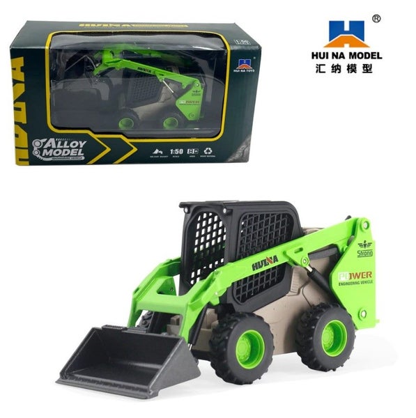 Die-cast Tractor Car BobCat Skid Steer, 1:50, Metal, Huina 1707 (GREEN) Carousel 2