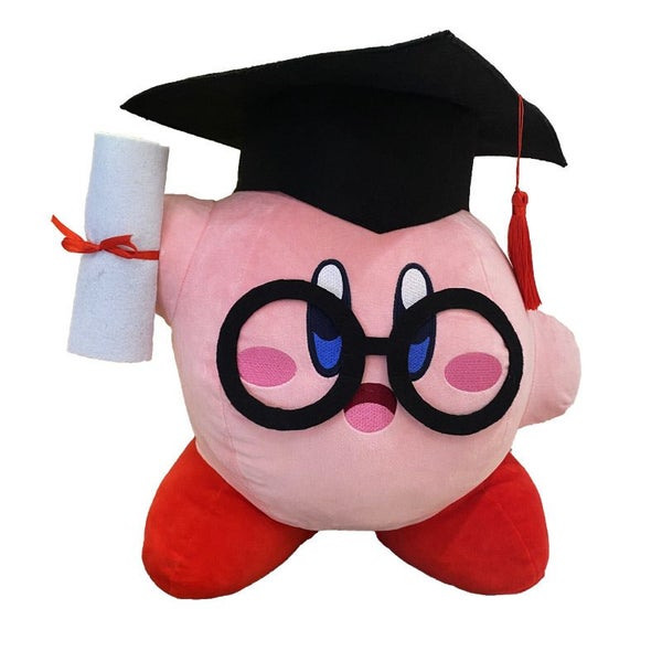 Cute Cartoon Anime Star Kirby Plush Toy Large Pink Kirby Ph.D. Hat Carousel 1