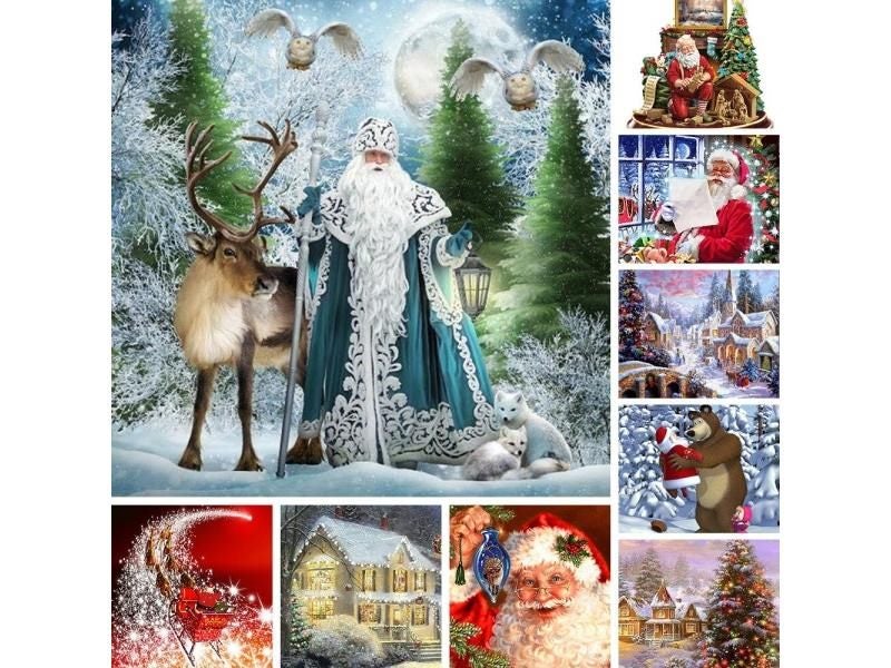 Meian Cross Stitch Embroidery Kits 11ct Santa Claus Cotton Thread Painting Diy Carousel 2