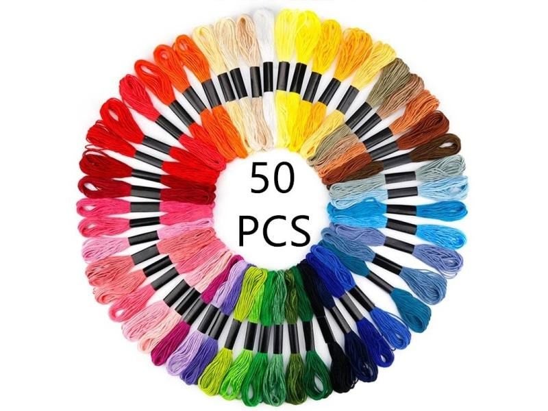50 Pcs Random Color Embroidery Thread DIY Silk Line Branch Threads Similar Carousel 2