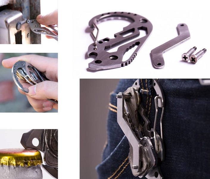 EDC Multifunctional carabiner Key organizer stainless steel multi Carousel 2