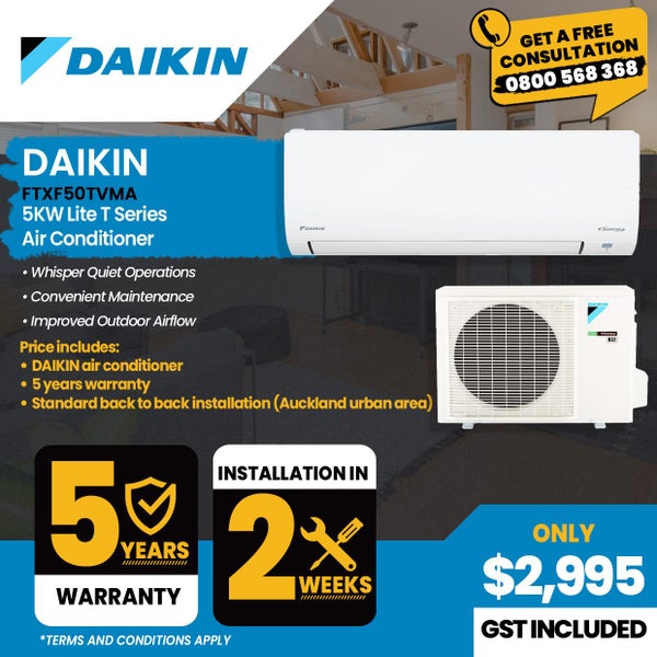 Daikin Lite Series 5KW, C: 5.0KW; H: 5.2KW Air Condition including installation Carousel 1