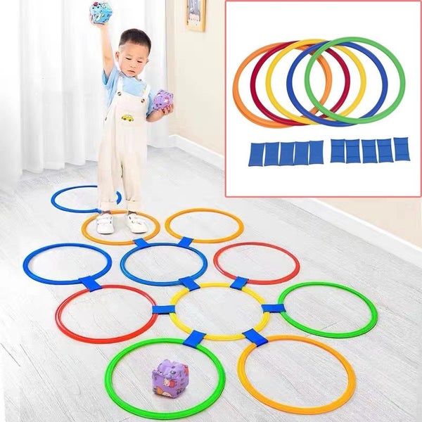 Outdoor Kids Funny Physical Training Sport Toys Lattice Jump Ring Set Carousel 2