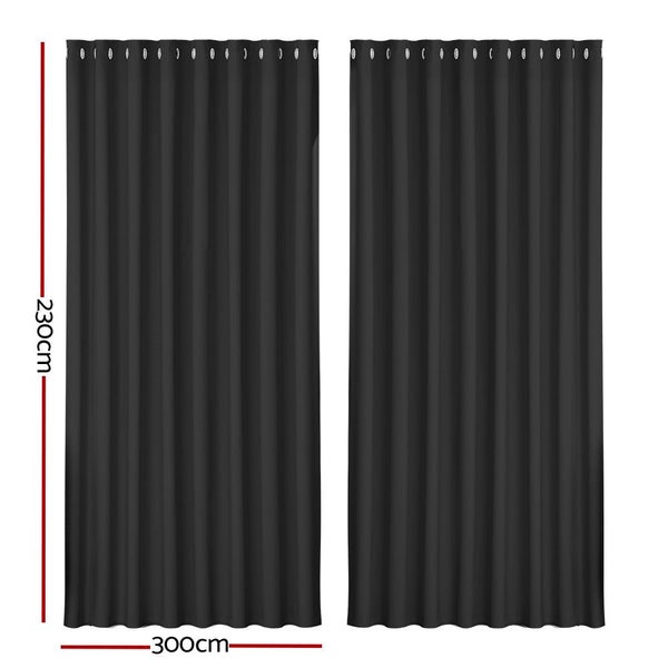 Artiss 2X Blockout Curtains Blackout Eyelet 300X230cm Curtains & Drapes Carousel 2