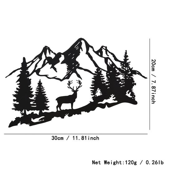 Metal Deer Wall Art Signs Forest Mountain Cabin Decor Black Cutout Carousel 1