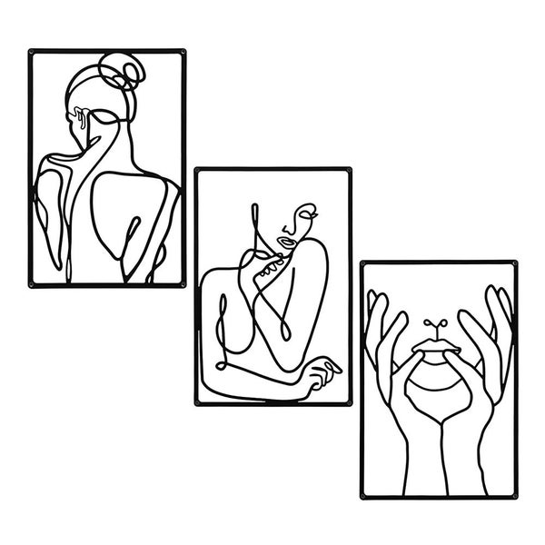 3 Pieces Set Minimalist Abstract Woman Shape Metal Signs Nordic Style Carousel 1