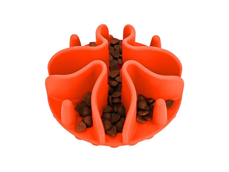 Pet Slow Feeder Dog Bowl Insert Licking Mat Silicone Pet Slow Feeding Mat Orange Carousel 2