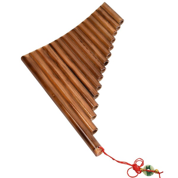 15 Pipes Natural Bamboo Wind Instrument Bamboo Panpipe G Key Pan Carousel 2