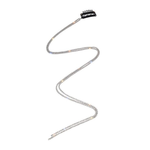 Rhinestone Shiny Chain Hairpins for Women Crystal Long Tassel Braided Carousel 1
