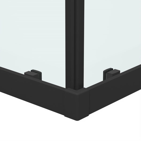 2 Meter HEIGHT MATTE BLACK 900mm Double Sliding Doors Square Shower Carousel 3