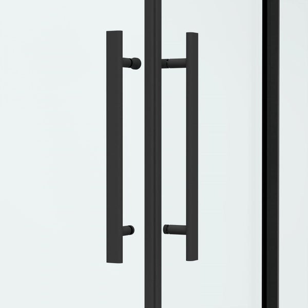 2 Meter HEIGHT MATTE BLACK 900mm Double Sliding Doors Square Shower Carousel 2