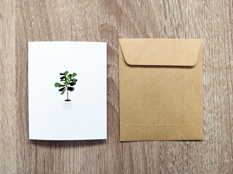 Minimalistic Fiddle Leaf Fig Plant Greeting Card Carousel 5
