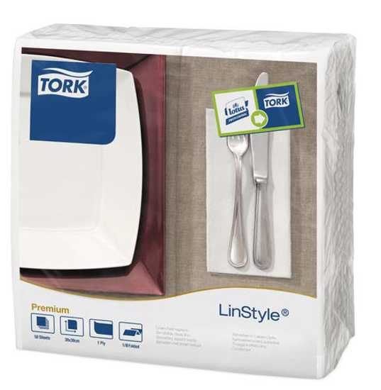 Tork Linstyle Dinner Napkin 2 ply White 1/8 Fold-50-Pack Carousel 1