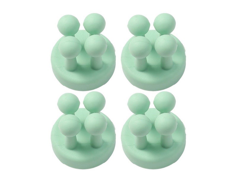 4Pcs Multifunctional Silicone Hooks Self Adhesive Toothbrush Holder Hook Green Carousel 1