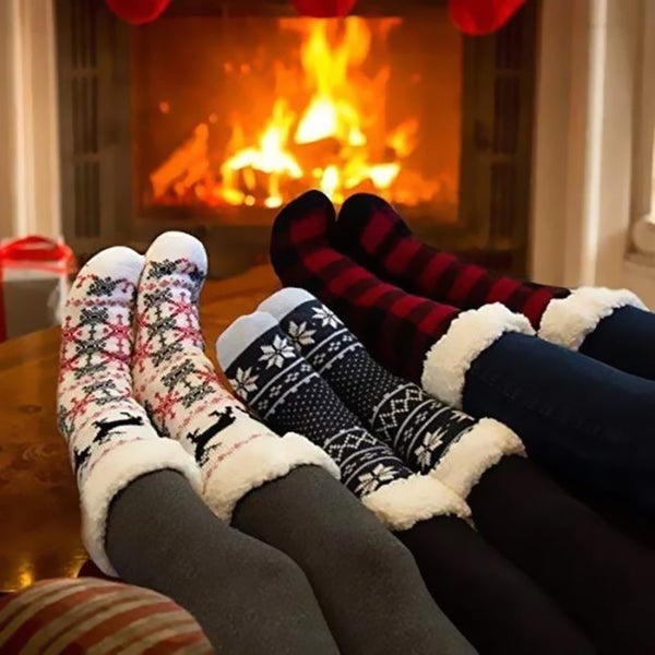 6 Pairs Womens Slipper Fuzzy Socks Winter Super Warm Soft Socks with Grippers Carousel 8