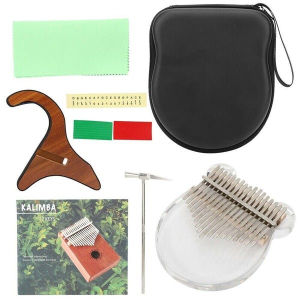 Crystal Acrylic Kalimba 17 Keys Thumb Piano With Waterproof Hard Carousel 7