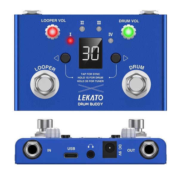 LEKATO Drum Looper Pedal with Tuner 30 Drums 4 Loops of Total 11 Carousel 1