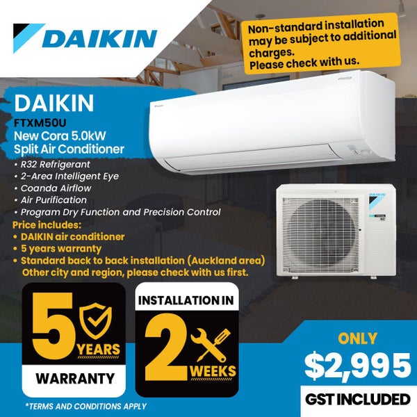 Daikin New Cora 5.0kW Split Air Conditioning FTXM50U install included Carousel 1