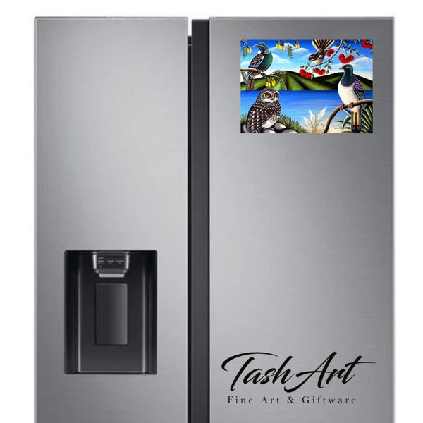 ‘FRIDGE ART’ JUMBO MAGNET ~ NZ Birds Carousel 1