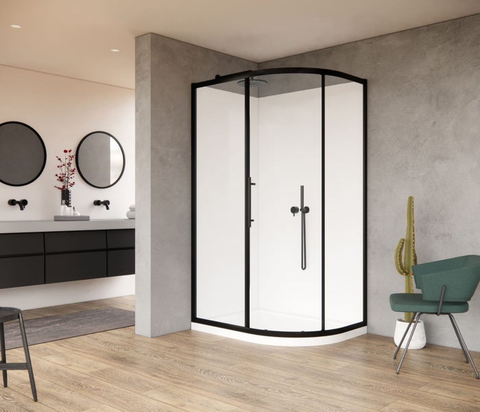 2 Meter HEIGHT MATTE BLACK 900x1200mm Sliding Door Shower Enclosure Carousel 1