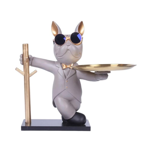 Modern Bulldog Statue Candy Dish Desk Tray Organizer Key Holder Ornament Carousel 2