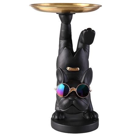 Resin Bulldog French with Metal Desk Storage Trays Table Key Holder Organizer Carousel 9