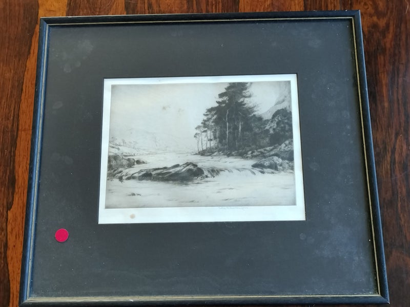 Vintage Etching of "Glen Orchy, Scotland" by John G Mathieson(1881-1955) A/F Carousel 1