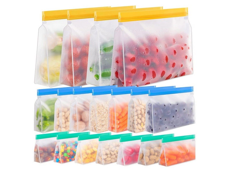 Set of 18Pcs Reusable Stand Up Food Bag Leakproof Ziplock Storage Bags Carousel 1