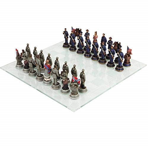 PTc civil War Solider Themed chess Set with glass Board Multicolor Carousel 1