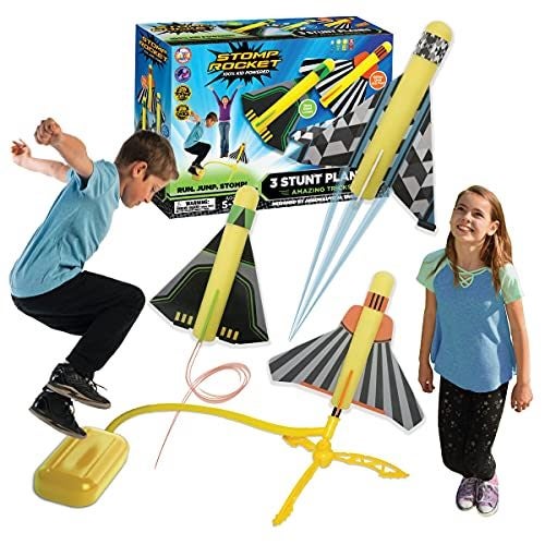 The Original Stomp Rocket Stunt Planes Launcher - 3 Foam Planes and Toy Air Rock Carousel 1
