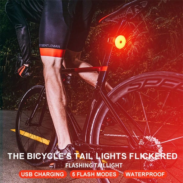 Bicycle Flashlight Taillights LED Laser Safety Warning Waterproof Carousel 2