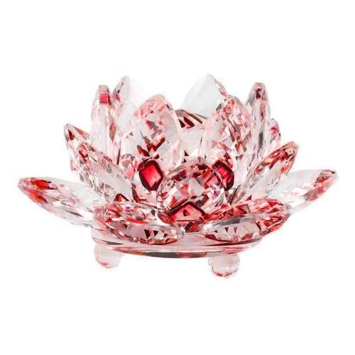 Colorful Crystal Glass Lotus Flower Natural Stones Feng shui Crystal Carousel 1