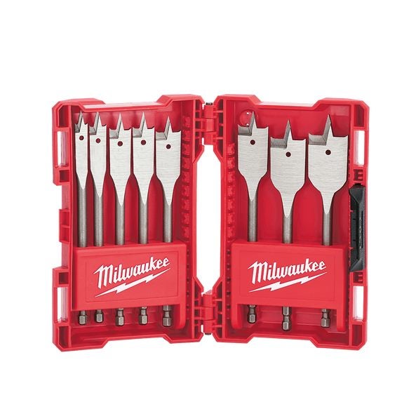 Milwaukee 48270145 8PCS 12mm-32mm Metric Timber Spade Bit Set /w Hex Shank Carousel 1
