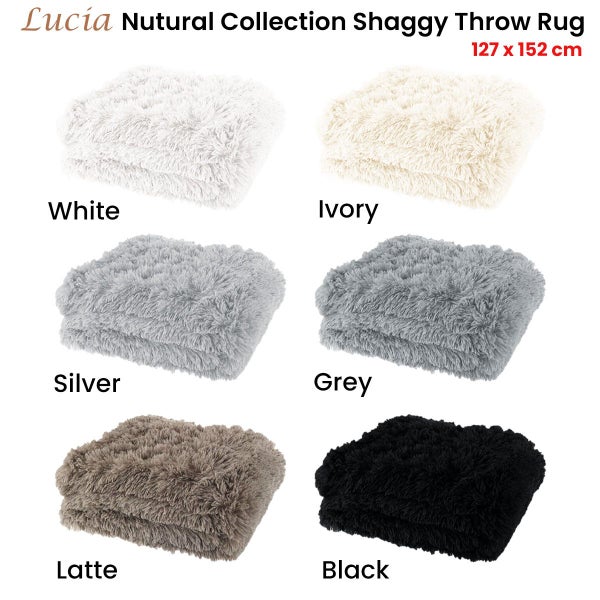 Lucia Nutural Collection Shaggy Throw Rug 127 x 152cm Carousel 2