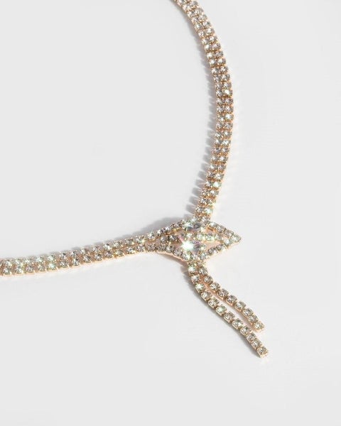 Colette Gold Snake Loop Diamante Chain Necklace N n26 Carousel 1