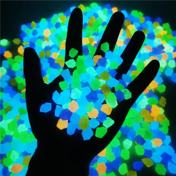 300Pcs Luminous Stones Garden Decor Glow In Dark Outdoor Pebble Rocks Fish Tank Carousel 1