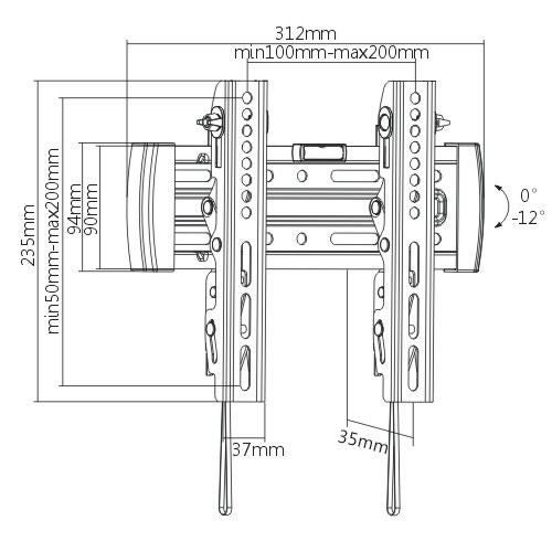 BRATECK Tilt Wall Mount for 23" - 42" inch TVs Carousel 3