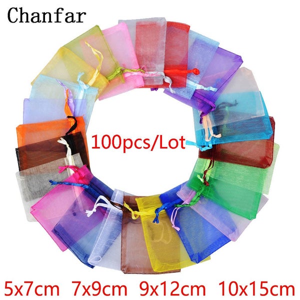 100pcs 24 Colors Jewelry Packaging Bag Organza Bags Gift Storage Carousel 2